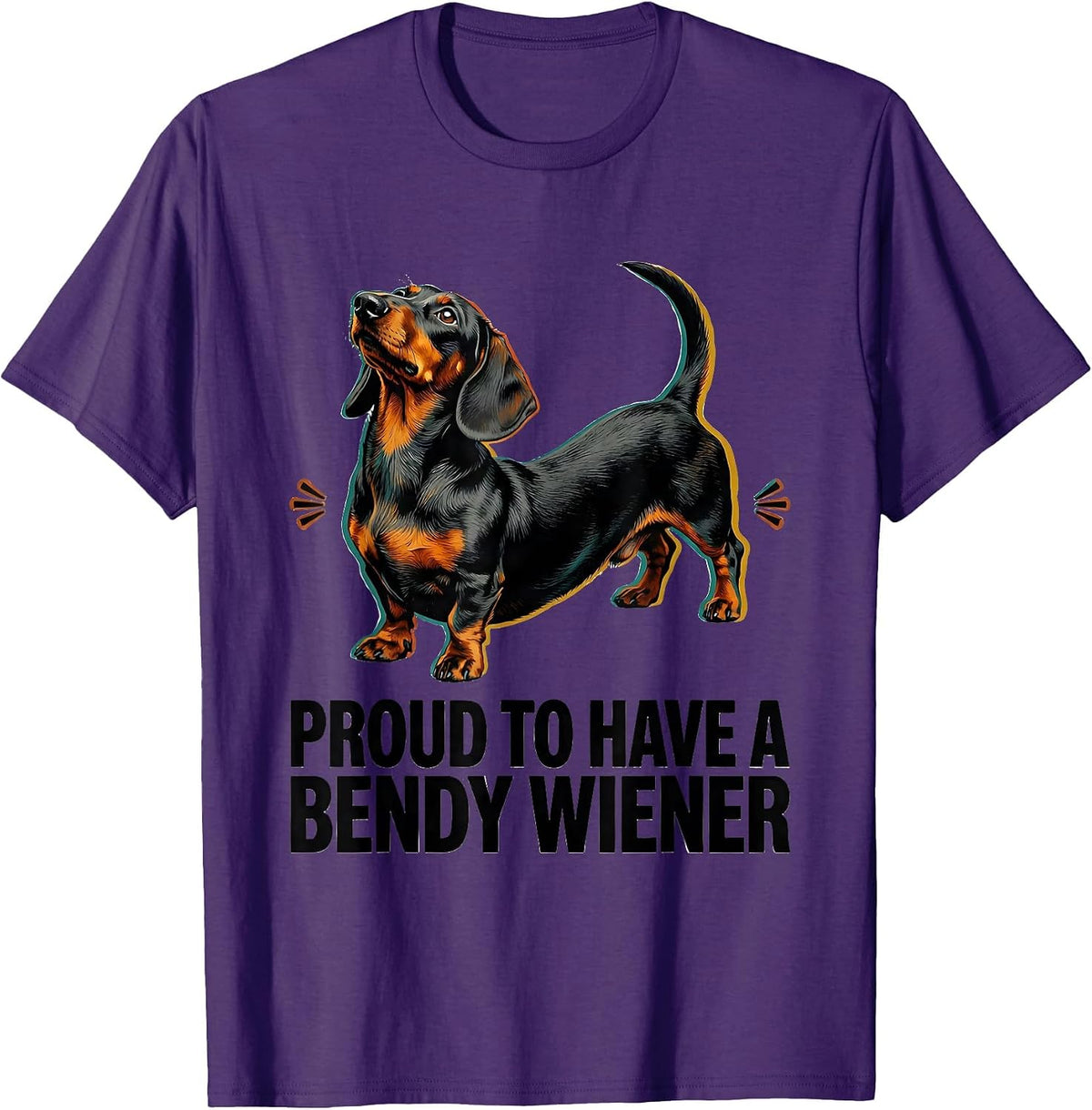 Men's Proud To Have A Bendy Wiener Funny Dachshund Dog Lover Humor T-Shirt - Purple