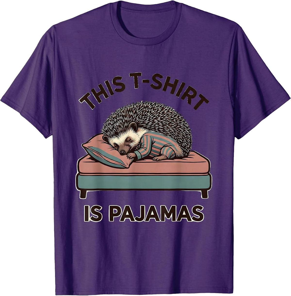 Men's This T-Shirt Is Pajamas Funny Sleeping Hedgehog Pajama Humor T-Shirt - Purple
