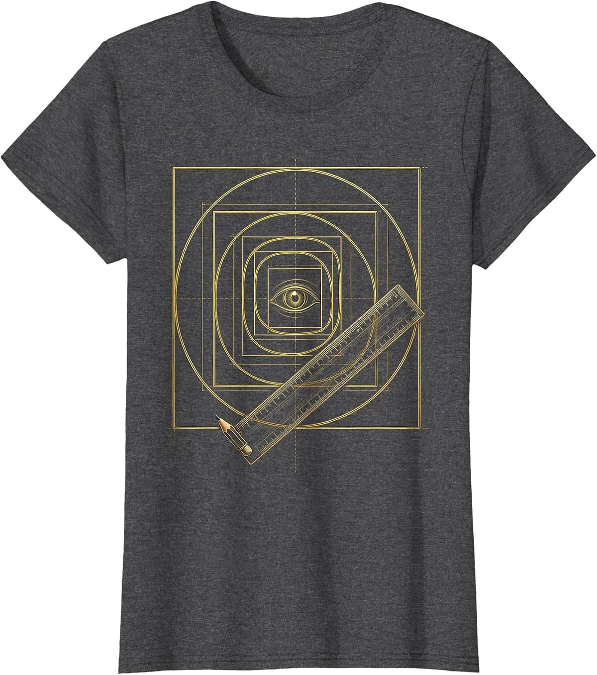Women's Golden Rectangle Spiral Math Lover Sacred Geometry T-Shirt - Dark Heather Grey