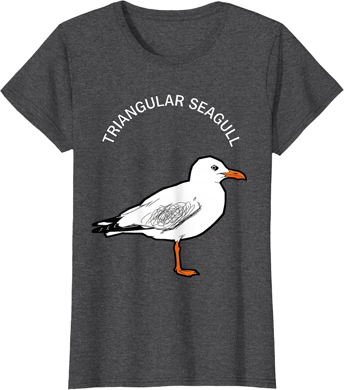 Women's Triangular Seagull Bird Pun Funny Geometric Math Teacher T-Shirt - Dark Heather Grey