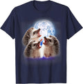 3 Hedgehogs Howling At The Moon Funny Hedgehog Animal Lover T-Shirt - Navy Blue