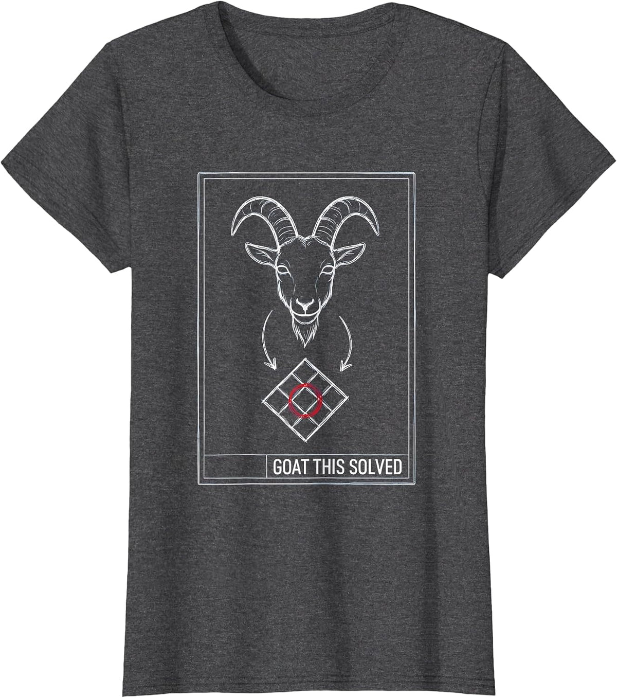 Women's Goat This Solved Technical Blueprint Funny Goat Pun Meme Dad T-Shirt - Dark Heather Grey