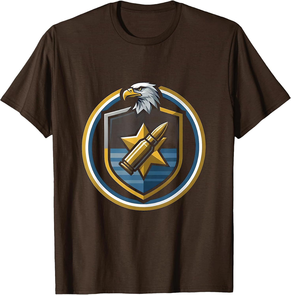 Men's Bullet and Badge Shield Law Enforcement Graphic T-Shirt - Brown