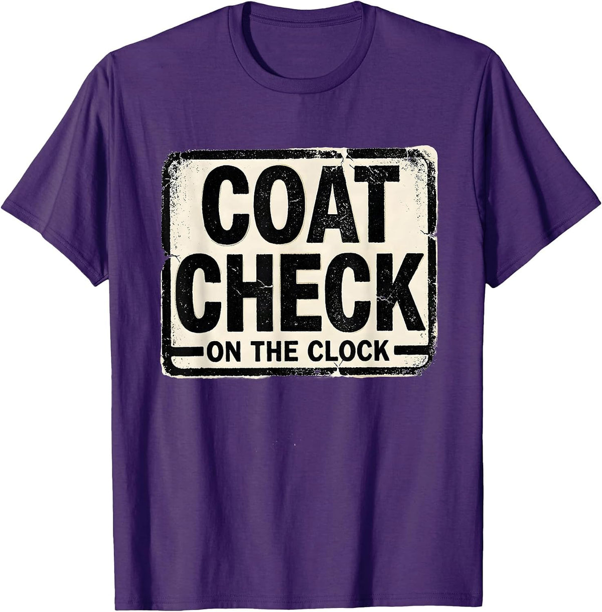 COAT CHECK ON THE CLOCK Rubber Stamp Halloween Costume Humor T-Shirt - Purple