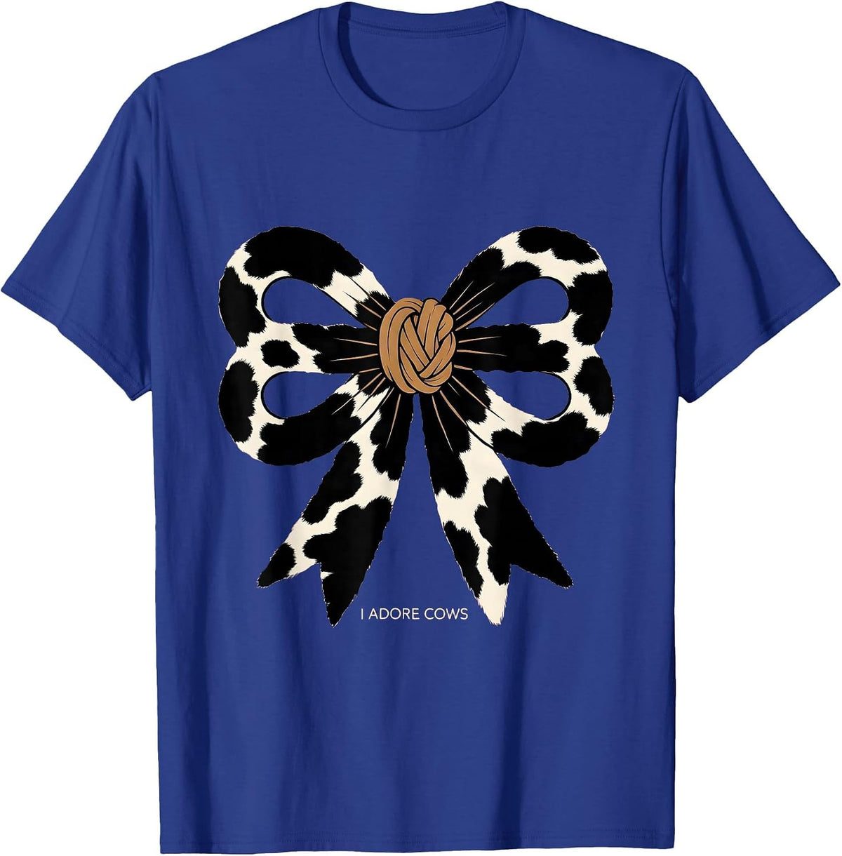 Men's I Adore Cows Cute Coquette Bow Cow Print Farm Animal Lover T-Shirt - Royal Blue