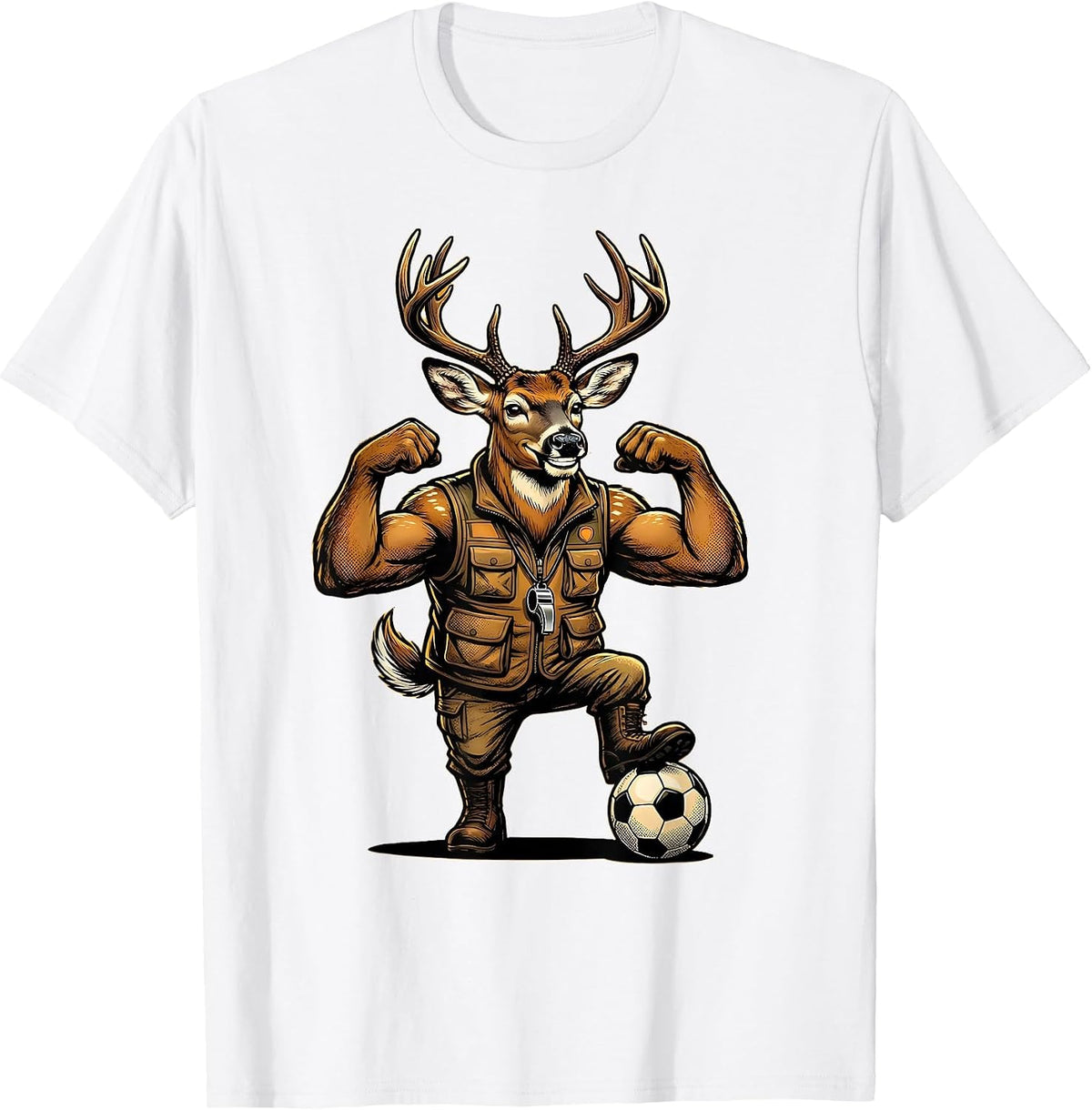 Men's Whitetail Buck Pop Art Hunting Dad Humor T-Shirt - White