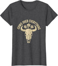 Women's Cows Over Everything Cow Lover Design T-Shirt - Dark Heather Grey