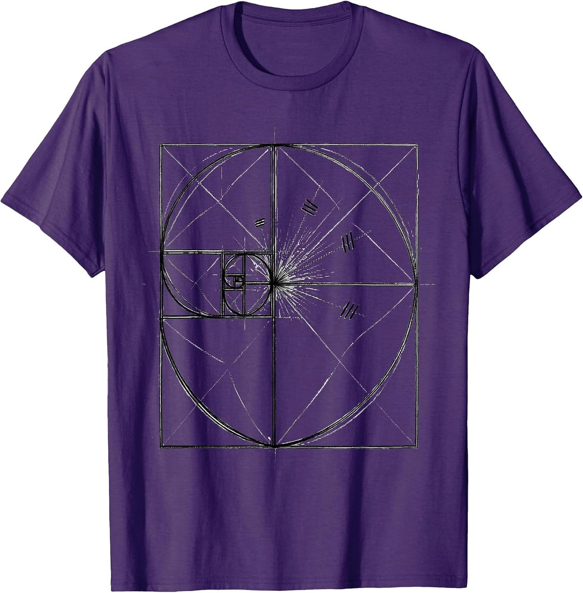 Men's Golden Ratio Spiral Fibonacci Math Enthusiast Geometry Lover T-Shirt - Purple
