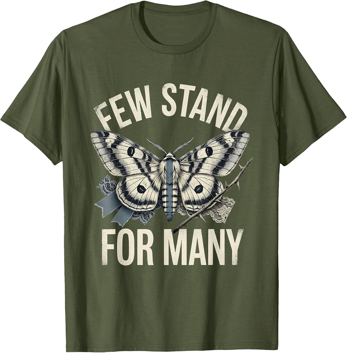 Men's Few Stand for Many Thin Blue Line Design T-Shirt - Olive Green