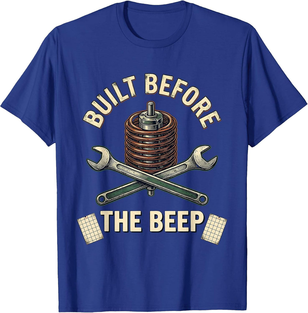 Built Before The Beep Vintage Classic Car Racing Drag Strip T-Shirt - Royal Blue