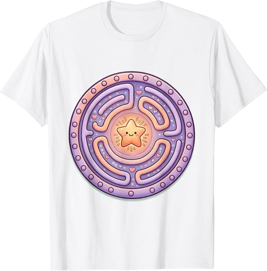 Men's Neurodiversity Labyrinth Glowing Center Design T-Shirt - White