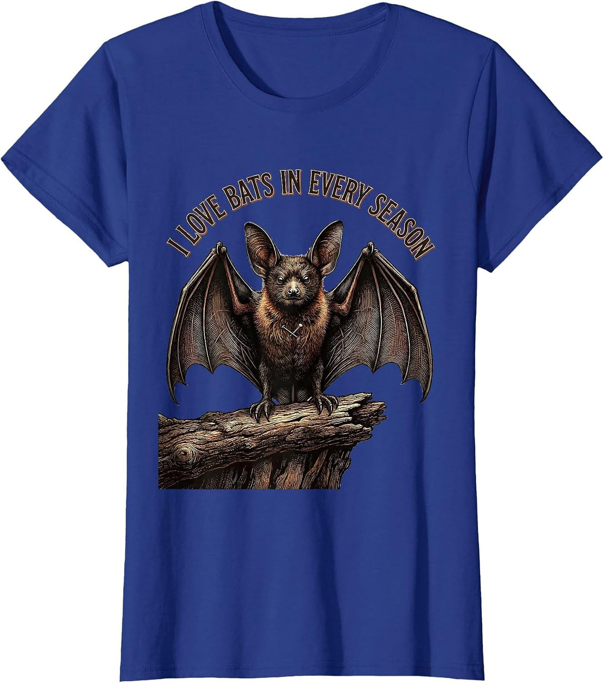Women's I Love Bats In Every Season Vintage Bat Lover Halloween T-Shirt - Royal Blue