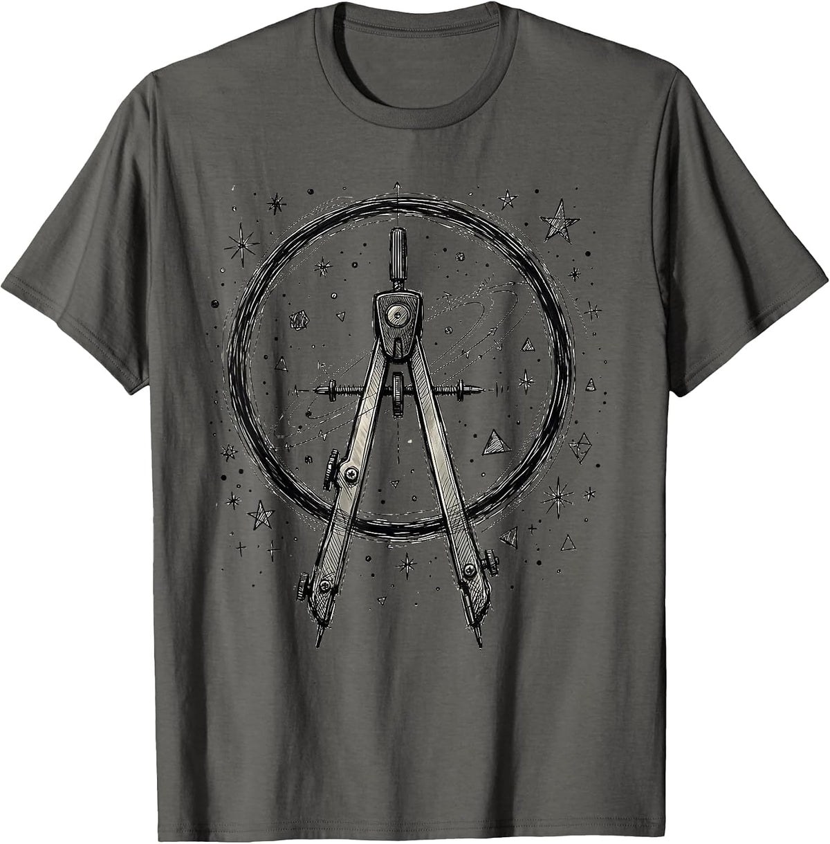 Men's Math Teacher Compass Starry Sky Graphic T-Shirt - Asphalt Grey