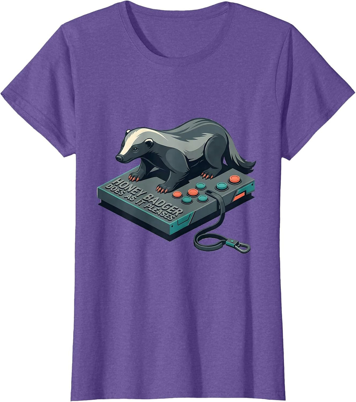 Women's Honey Badger Does As It Pleases Funny Wildlife Lover Humor T-Shirt - Purple Heather