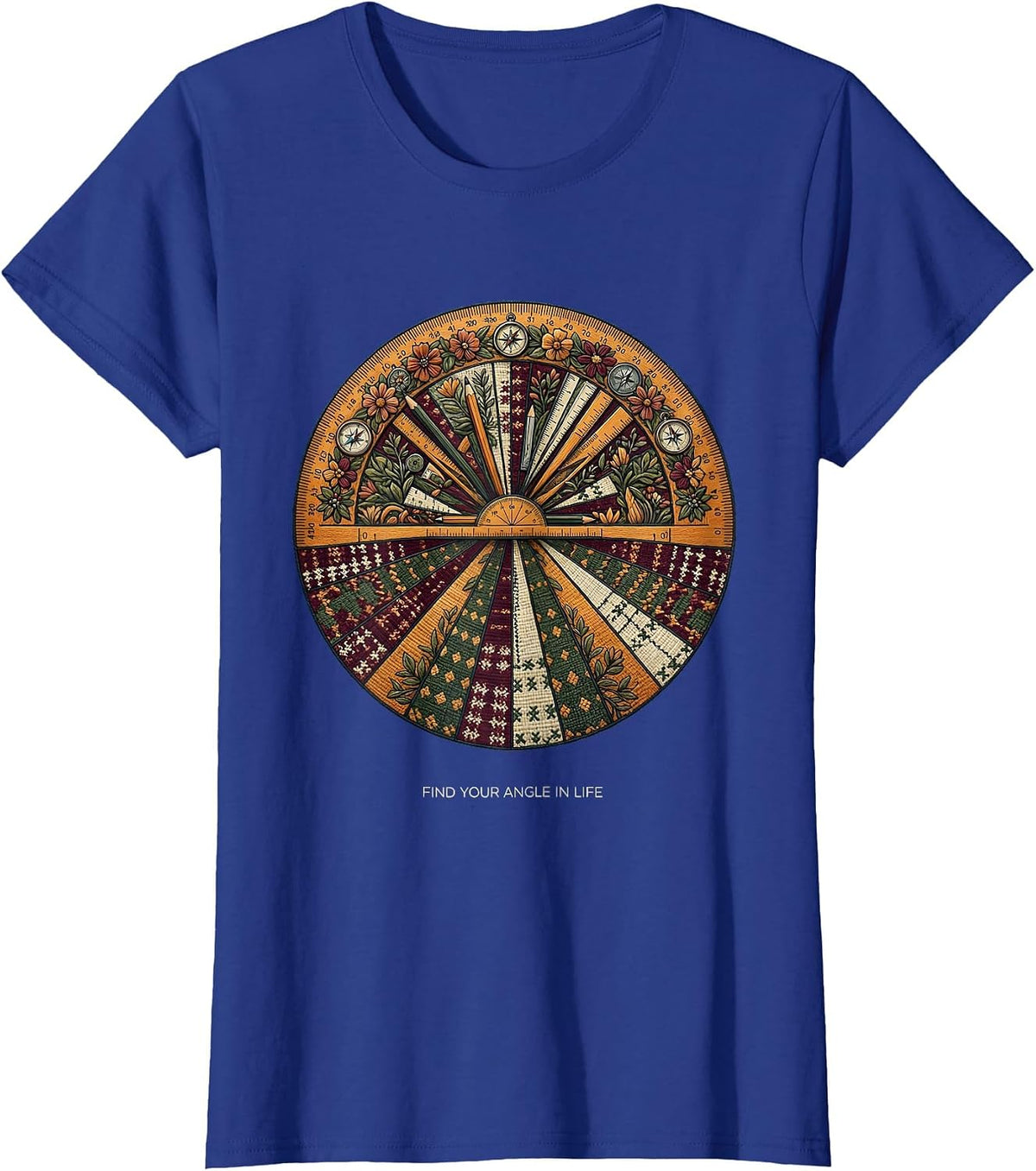 Women's Find Your Angle In Life Math Teacher Design T-Shirt - Royal Blue