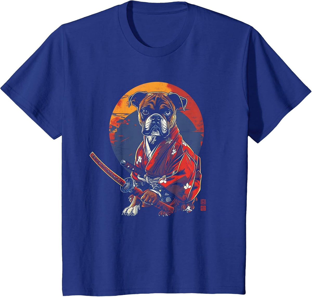 Boxer Dog Dad Cute Japanese Anime Stuff Samurai Dog Ninja T-Shirt - Royal Blue