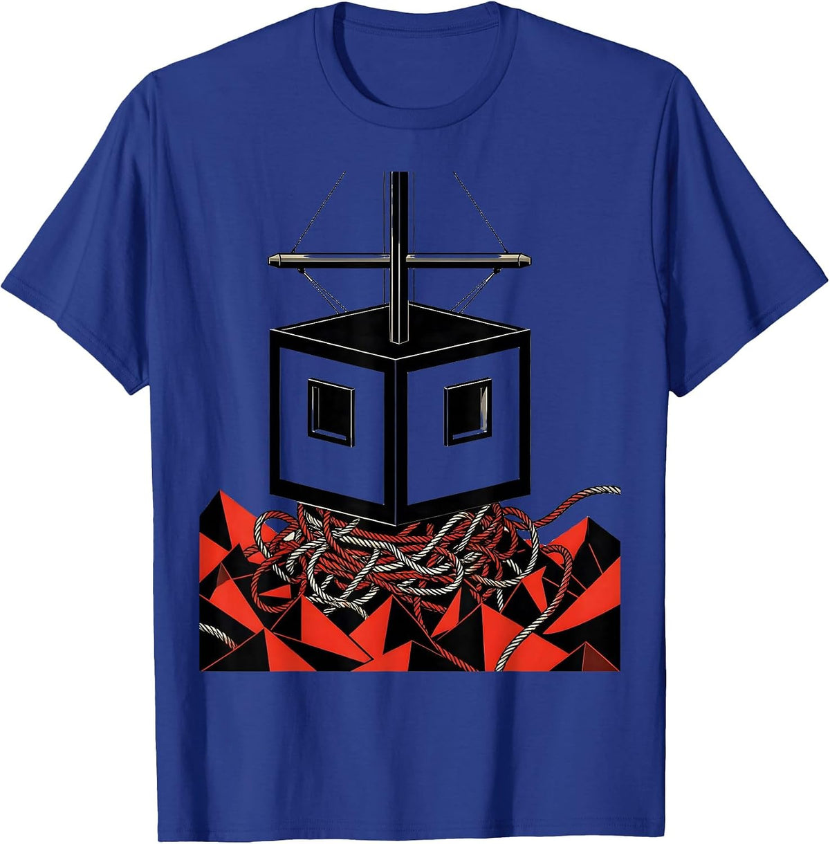 Men's Geometric Wheelhouse Nautical Captain Humor T-Shirt - Royal Blue
