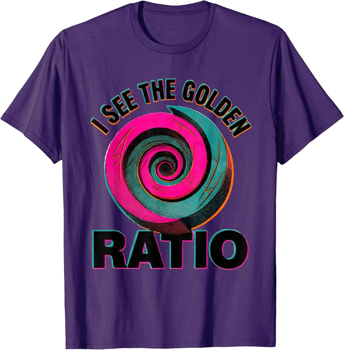 I See The Golden Ratio Risograph Math Geometry Enthusiast T-Shirt - Purple