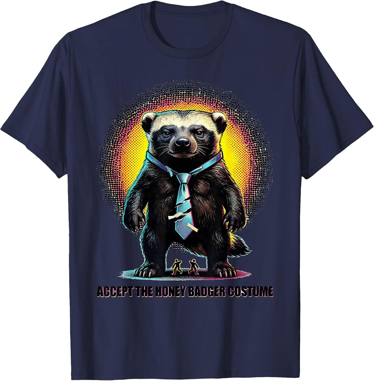 Accept The Honey Badger Costume Pop Art Halloween Humor T-Shirt - Navy Blue