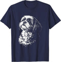 Shih Tzu Portrait Black and White Dog Lover T-Shirt - Navy Blue
