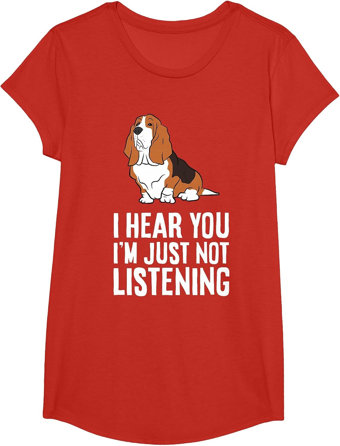 Basset Hound Dog - I Hear You I'm Just Not Listening T-Shirt - Girls Red