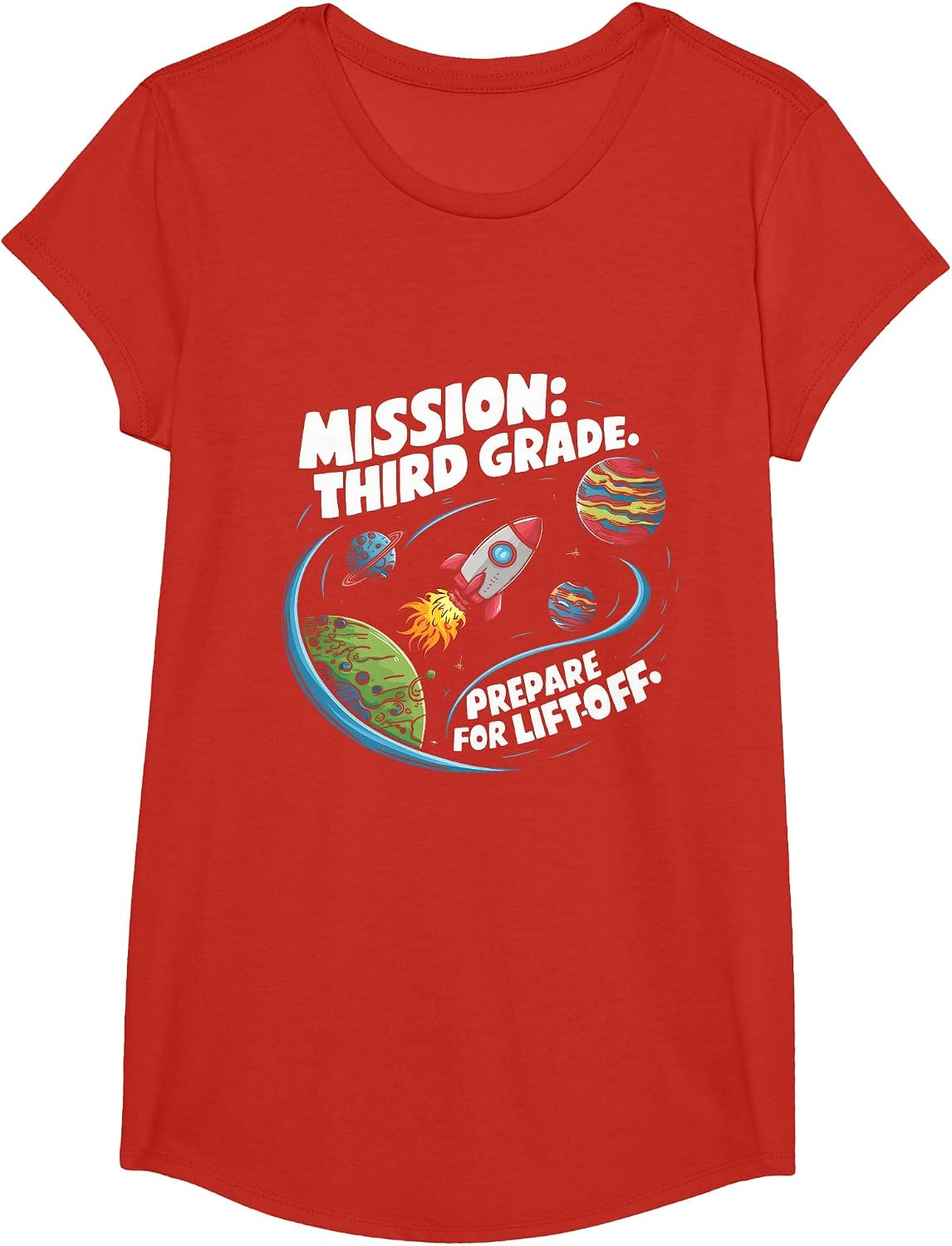 Space Astronaut 3rd Grade Back to School Student Teacher T-Shirt - Girls Red