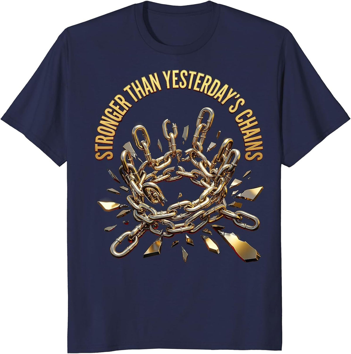 Stronger Than Yesterday's Chains Juneteenth Men T-Shirt - Navy Blue