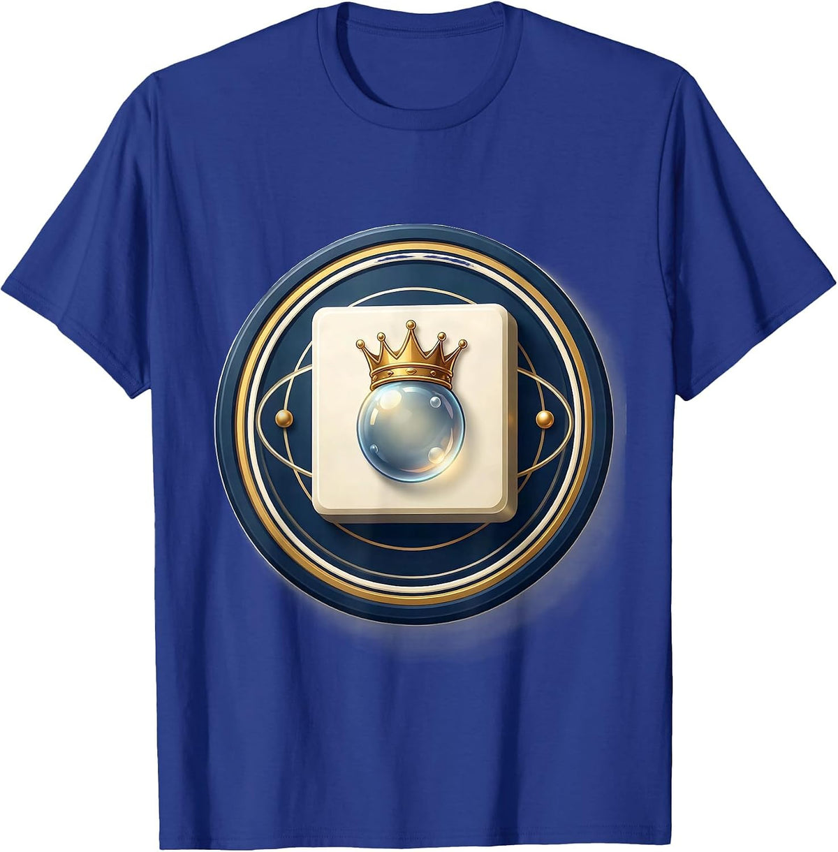 Men's Crowned Gas Bubble Periodic Table Emblem Science Humor T-Shirt - Royal Blue