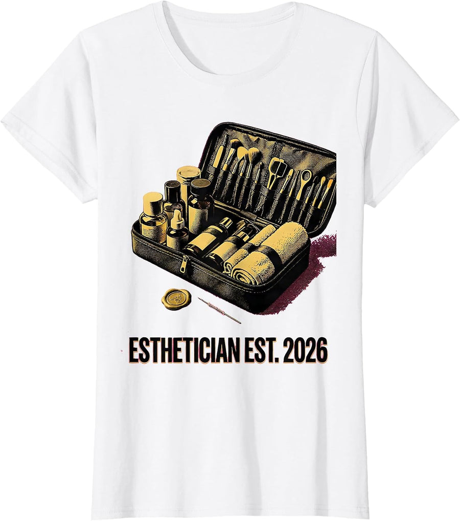 Women's Esthetician Est. 2026 Playful Professional Pride Skincare T-Shirt - White