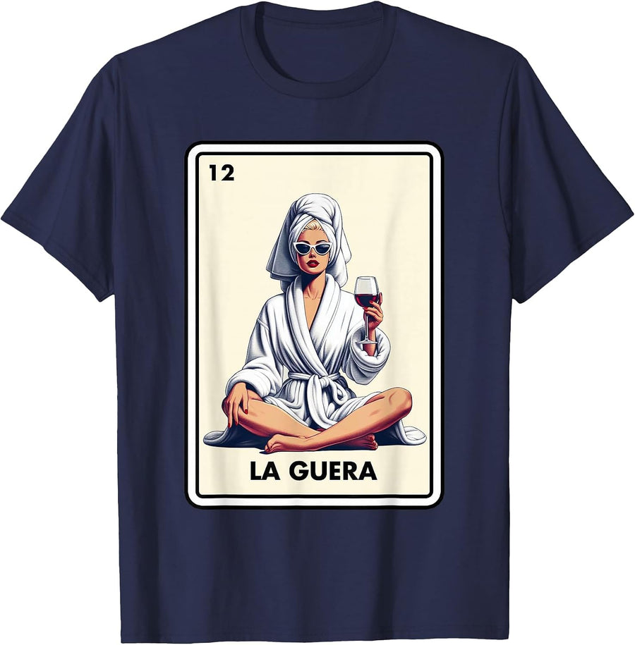 Mexican Slang Chicano Chingona La Guera Mexican Bingo Card T-Shirt - Navy Blue