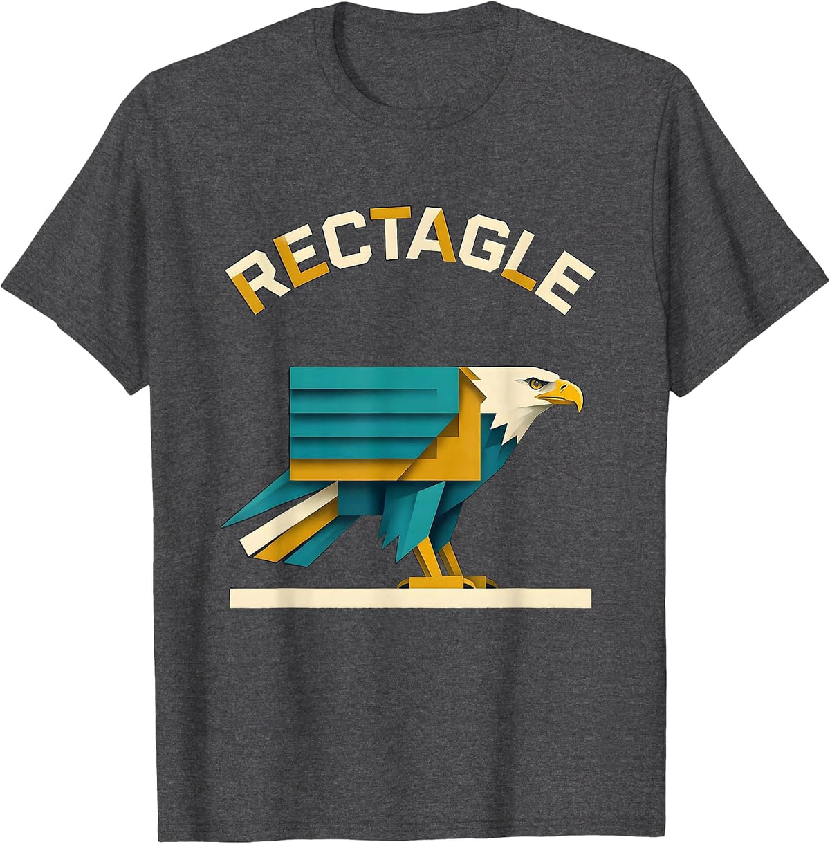 Rectagle Midcentury Modern Geometric Bird Pun Math Teacher T-Shirt - Dark Heather Grey
