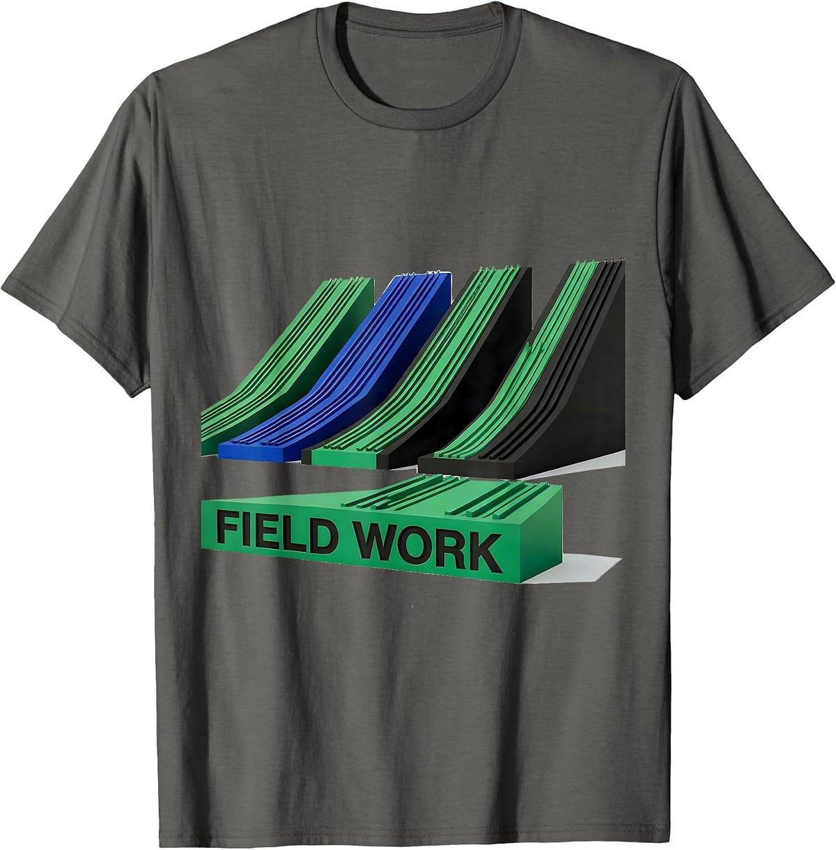 Men's Field Work Geometric Ski Snowboard Dad Humor T-Shirt - Asphalt Grey