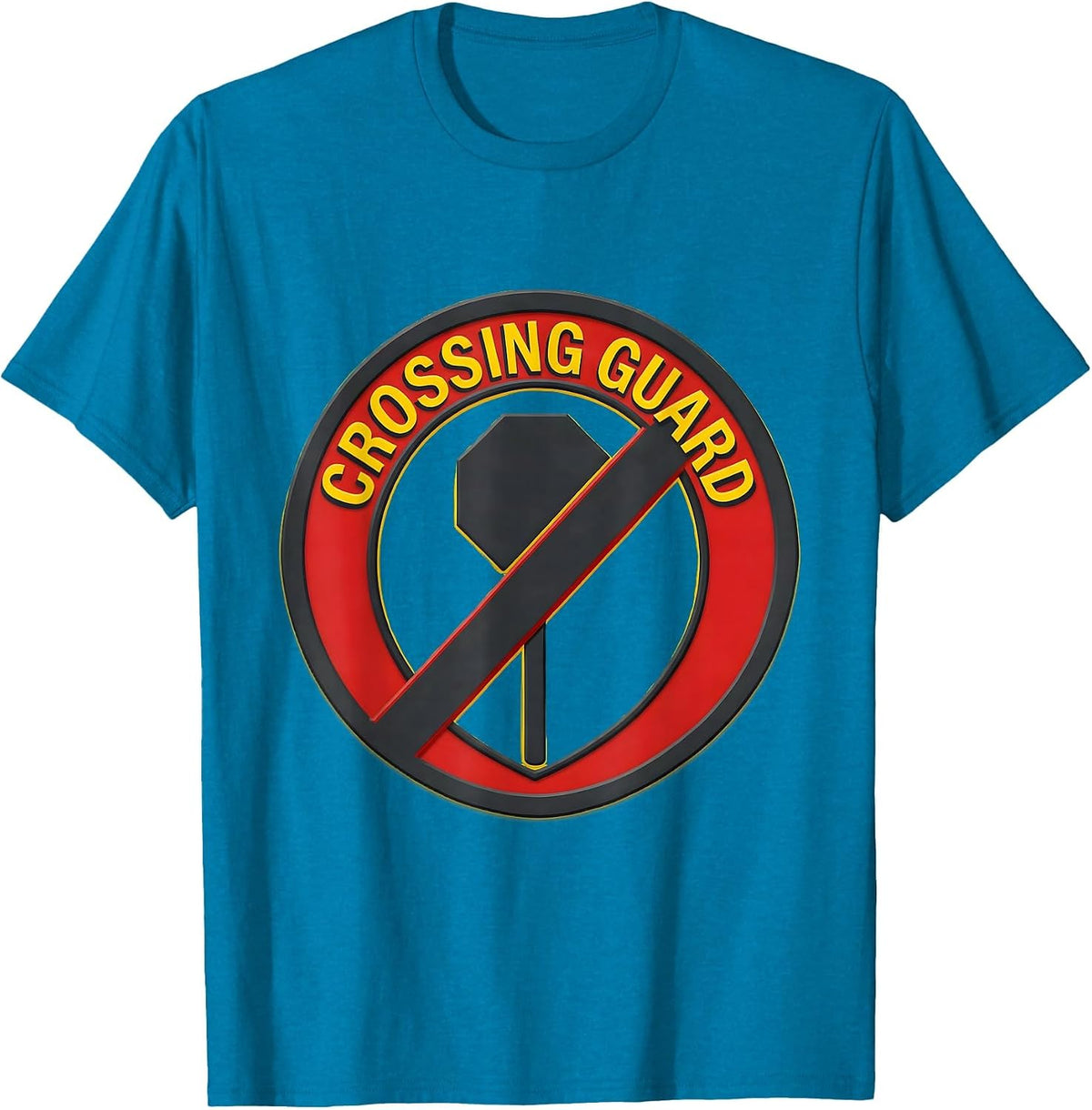 CROSSING GUARD Stencil Graphic Security Guard Costume Humor T-Shirt - Sapphire Blue