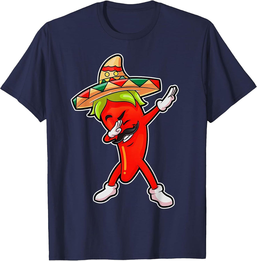Chili Dabbing Pepper Mexican Hot Jalapeno Dab Mexico Funny T-Shirt - Navy Blue