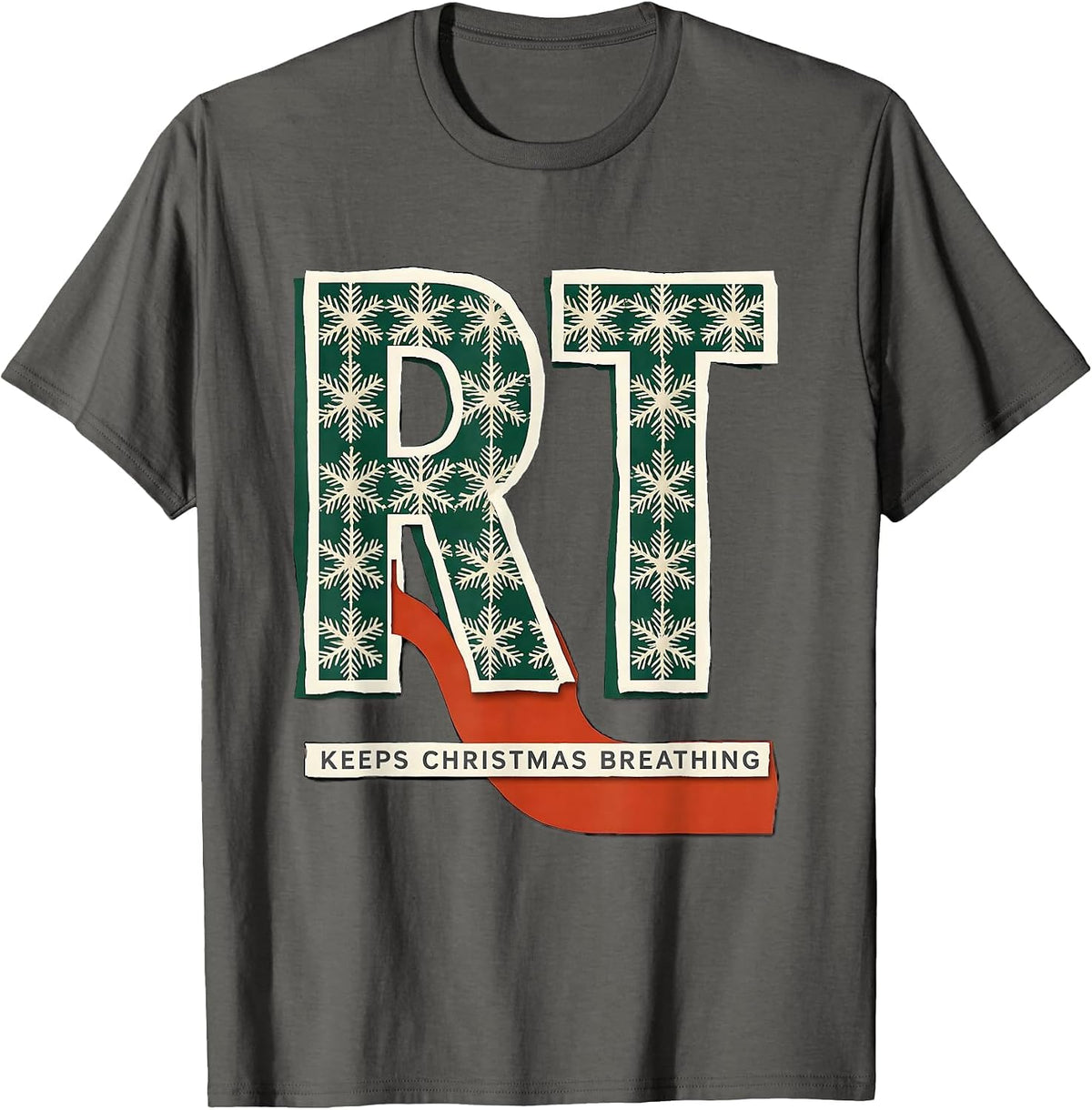 RT Keeps Christmas Breathing Occupational Pride Respiratory T-Shirt - Asphalt Grey