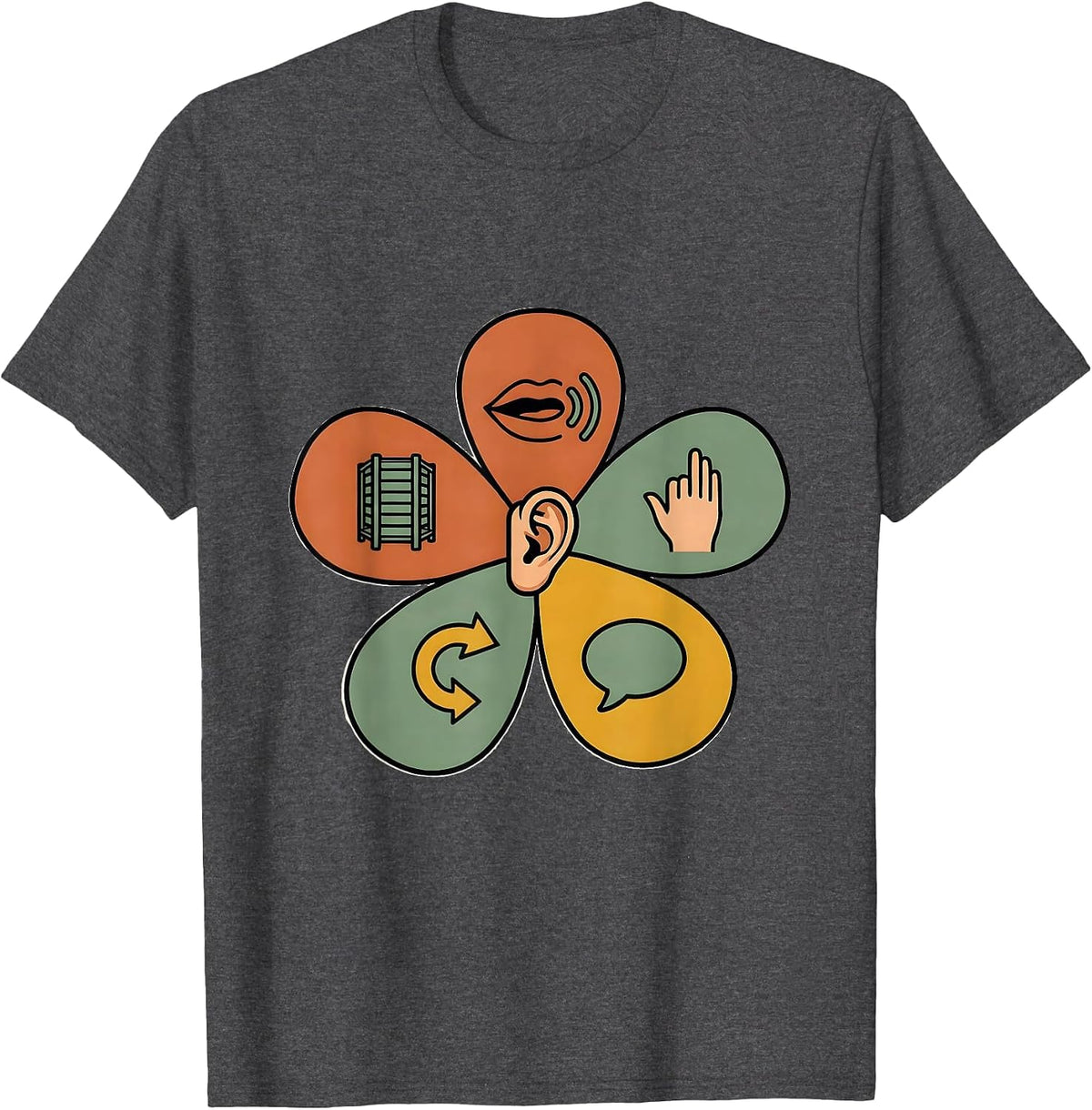 Flower Communication SLP Speech Therapist Profession Pride T-Shirt - Dark Heather Grey