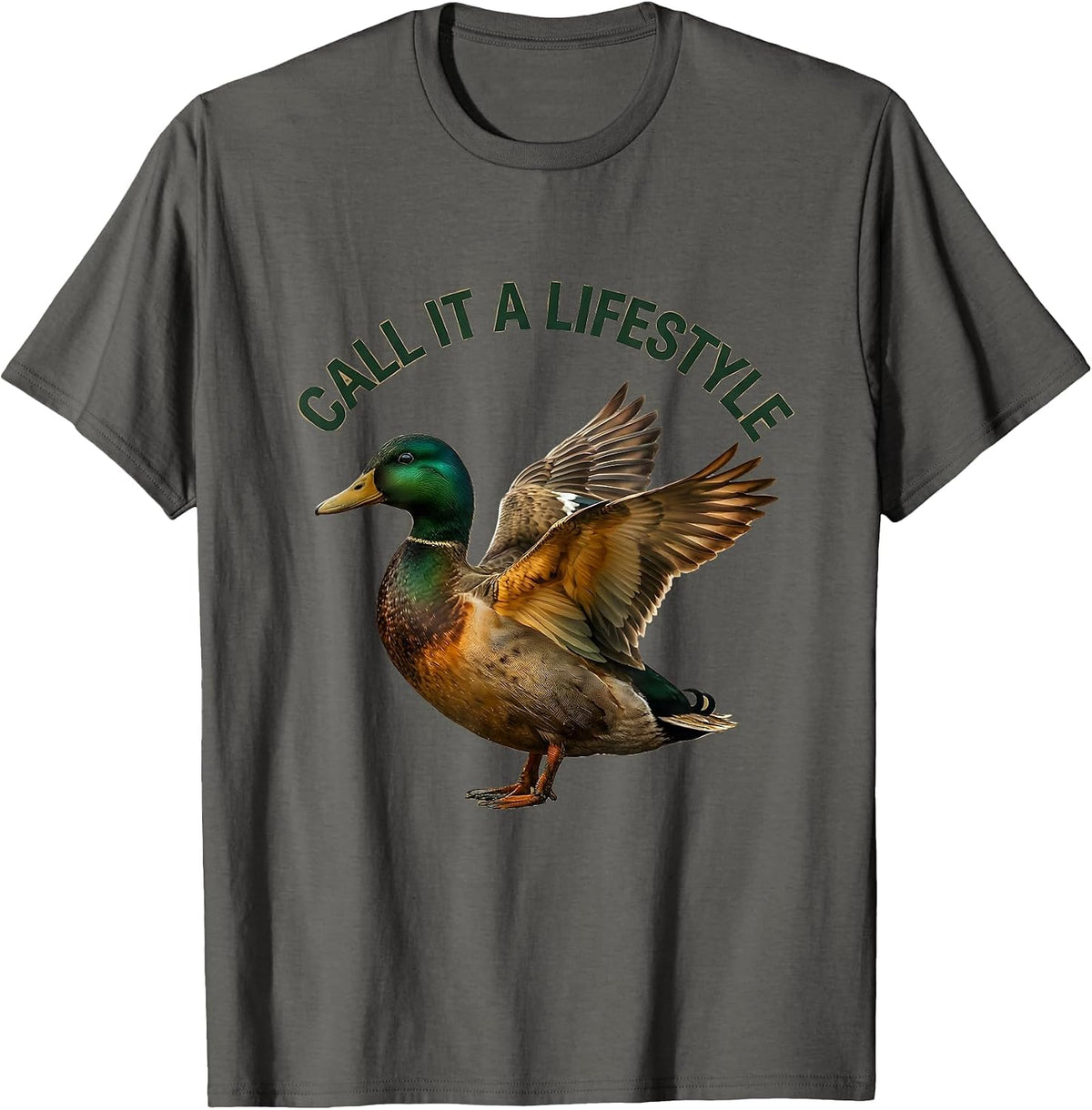 Men's Duck Camo Call It a Lifestyle Hunting Design T-Shirt - Asphalt Grey