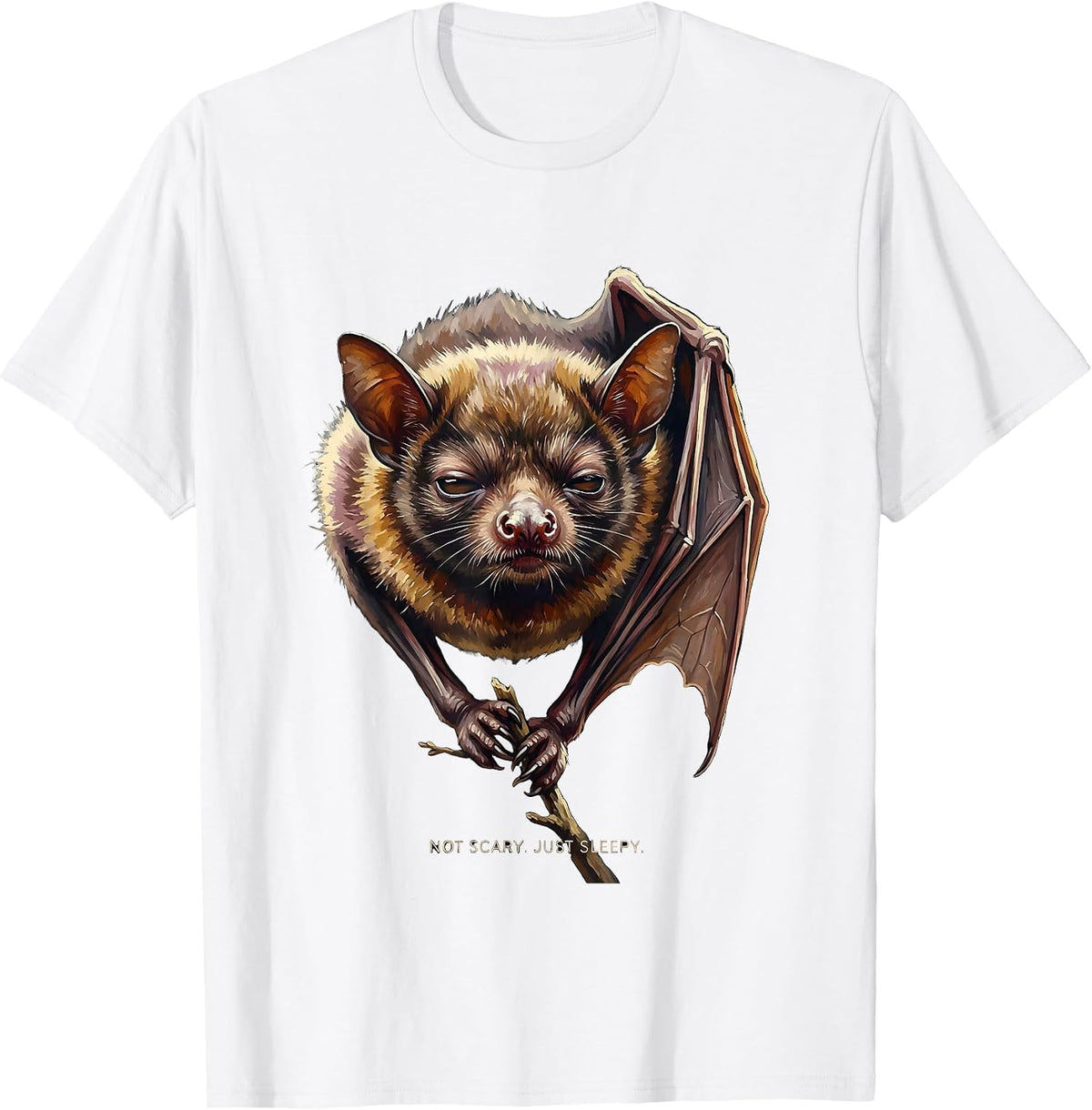Men's Not Scary Just Sleepy Vintage Bat Lover Halloween Nature T-Shirt - White