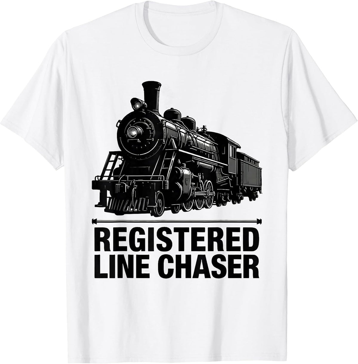 Men's Registered Line Chaser Vintage Steam Locomotive Train T-Shirt - White