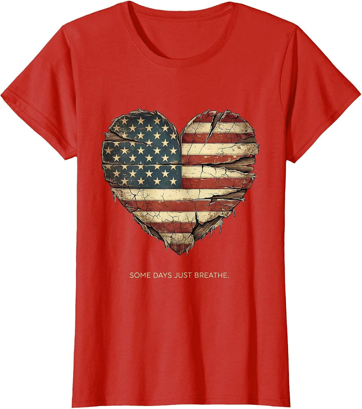 Some Days Just Breathe Mental Health Matters Design T-Shirt - Red