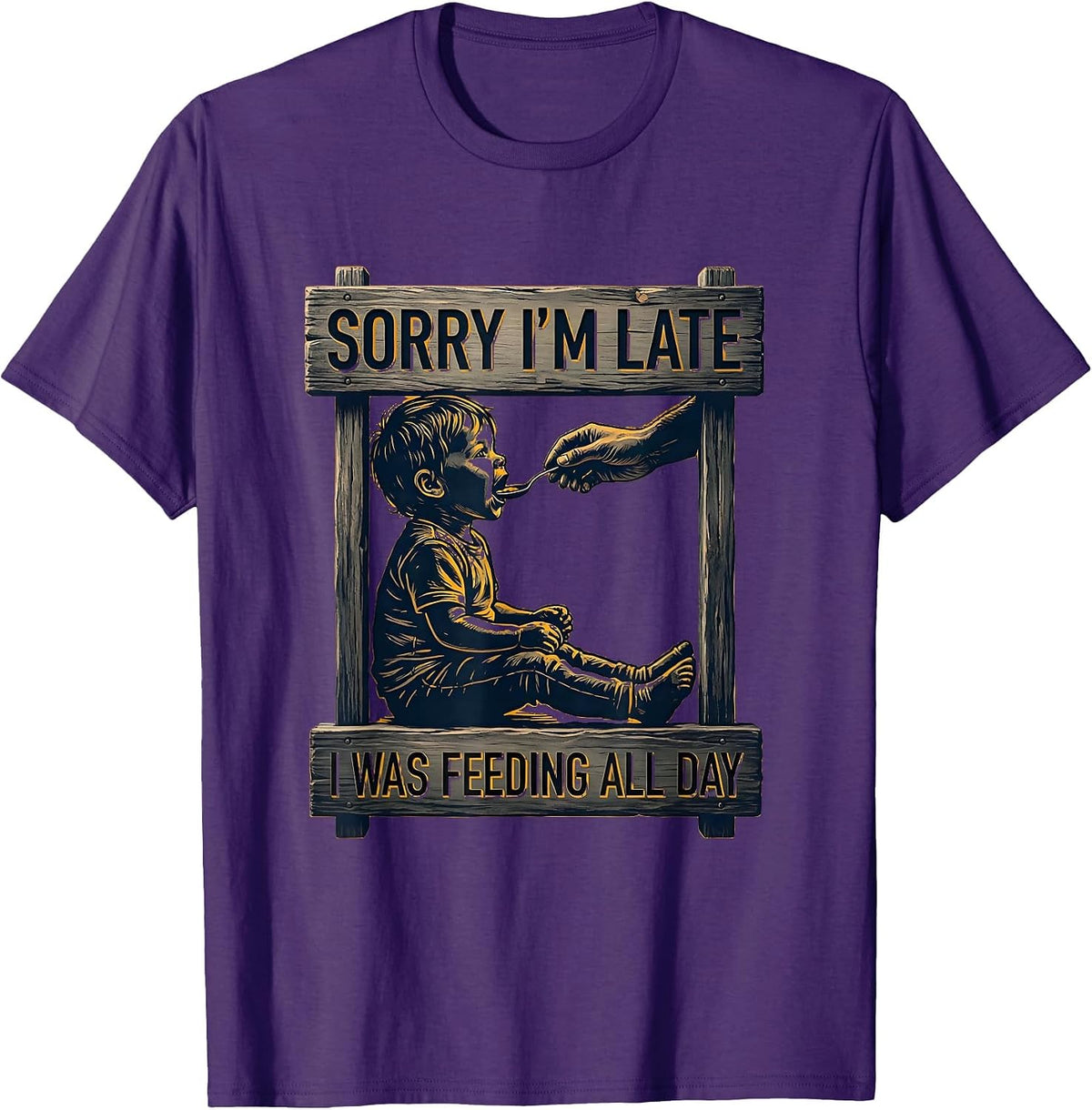 Sorry I'm Late, I Was Feeding All Day Retro Occupational T-Shirt - Purple