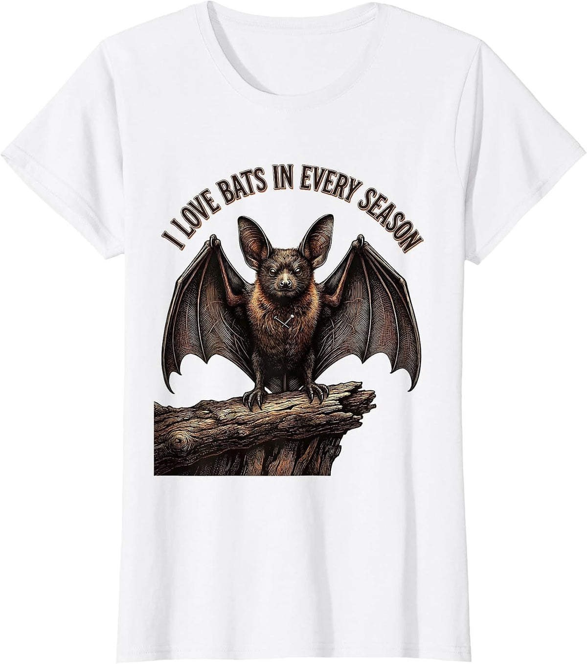 Women's I Love Bats In Every Season Vintage Bat Lover Halloween T-Shirt - White
