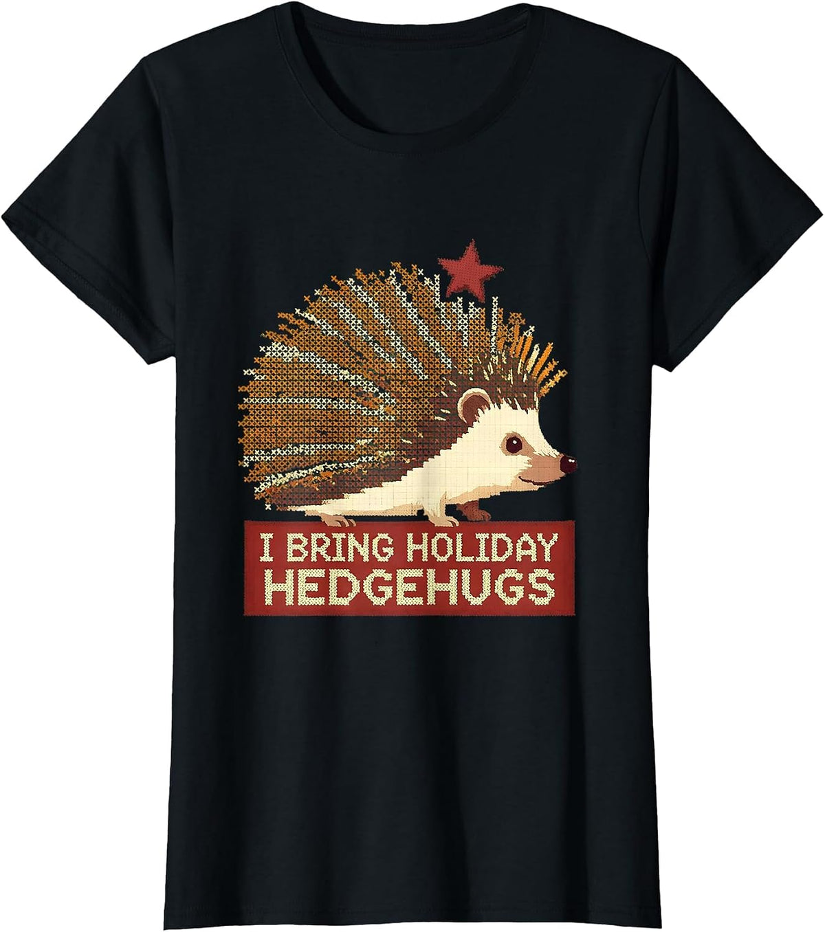 Women's I Bring Holiday Hedgehugs Cute Hedgehog Animal Lover T-Shirt - Black