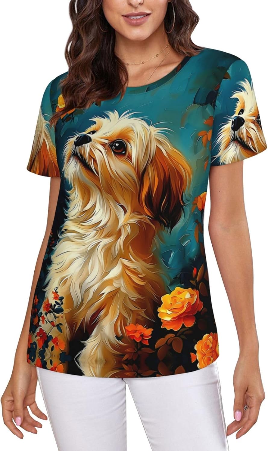Short Sleeve Women's Summer Crewneck T Shirts Tees Casual Basic Tops - A10