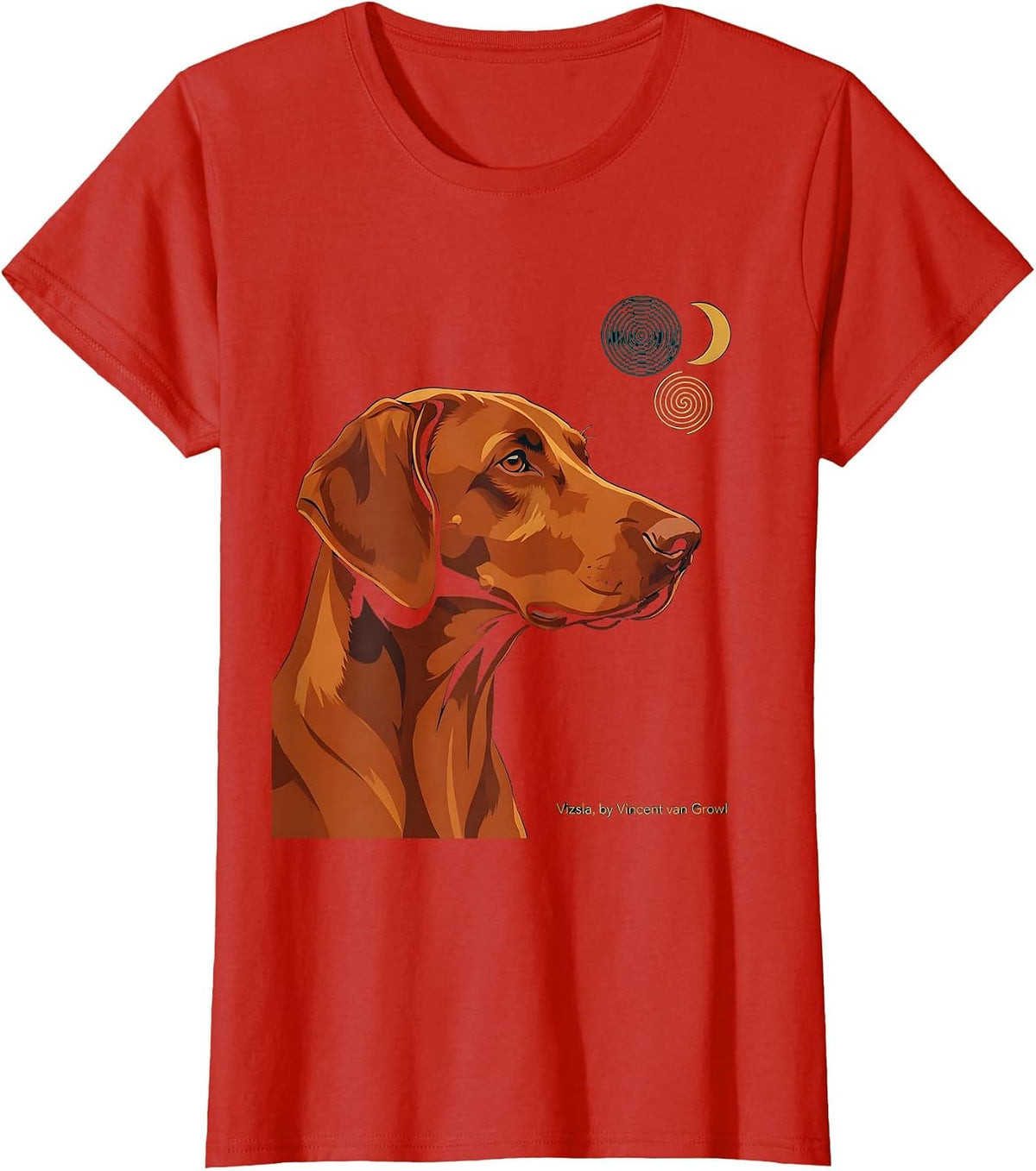 Vizsla, by Vincent van Growl Artistic Dog Portrait Breed T-Shirt - Red