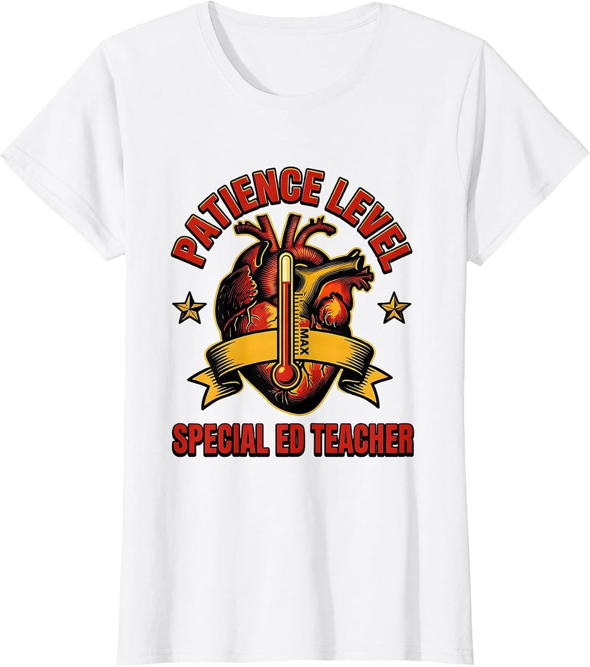 Women's Patience Level Special Ed Teacher Graphic Design T-Shirt - White