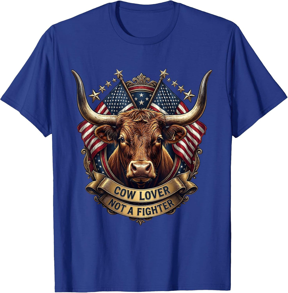 Cow Lover Not A Fighter Funny Cattle Design T-Shirt - Royal Blue