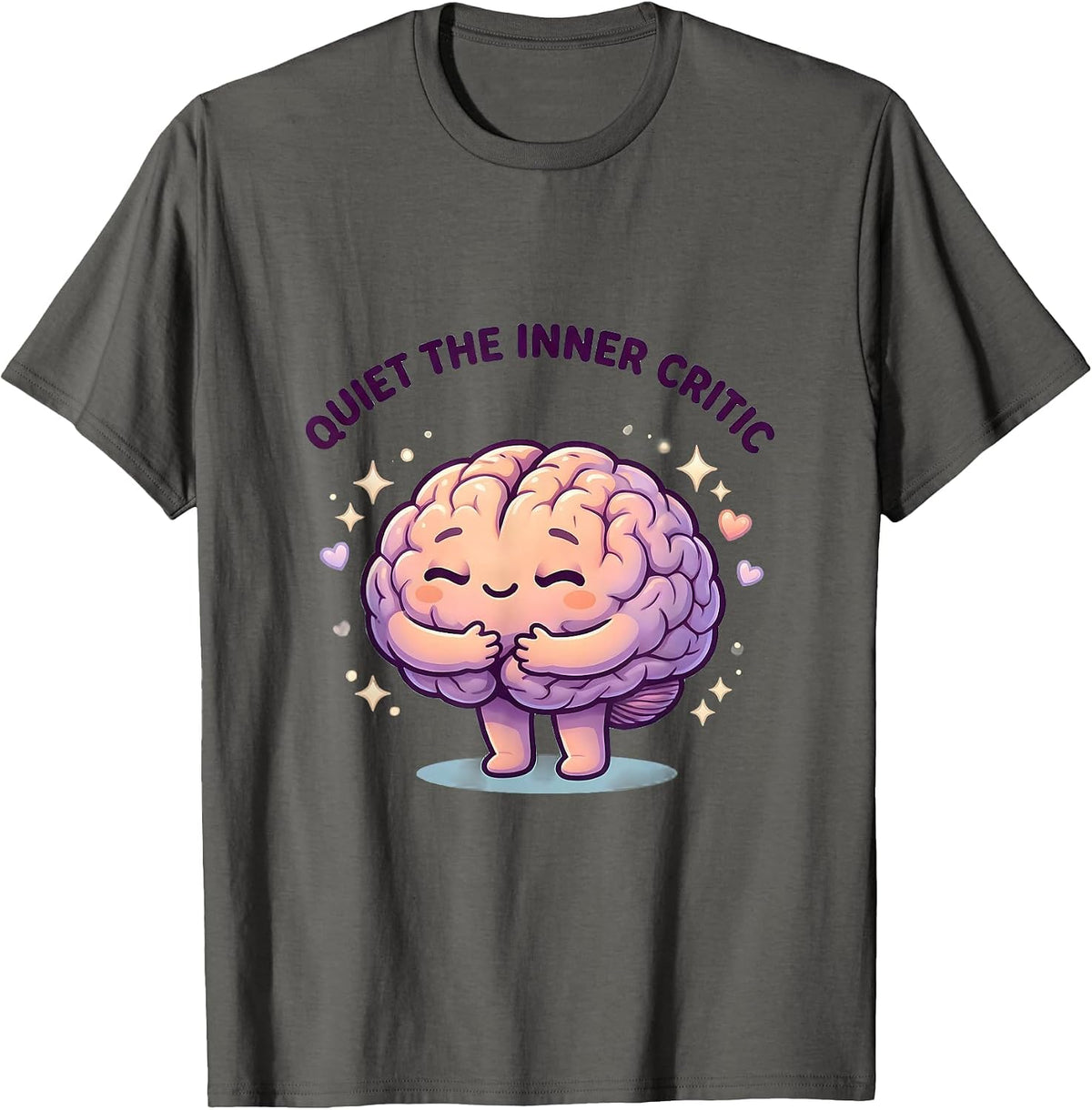 Men's Quiet the Inner Critic Mental Health Matters Design T-Shirt - Asphalt Grey