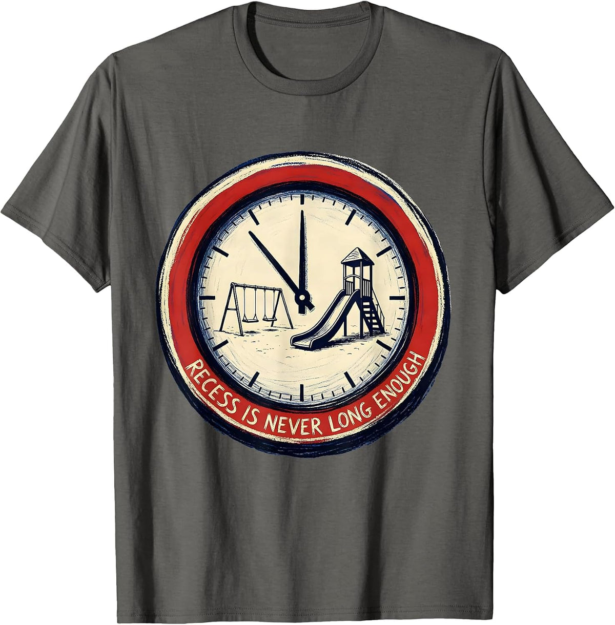 Recess Is Never Long Enough School Design T-Shirt - Asphalt Grey