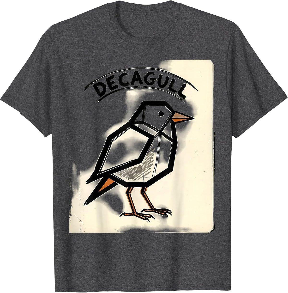 Decagull Geometric Bird Pun Funny Math Teacher Humor T-Shirt - Dark Heather Grey
